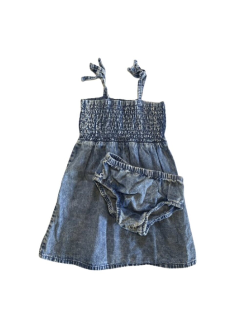 7 for all Mankind baby girl 24 month denim chambray smocked dress with bloomers